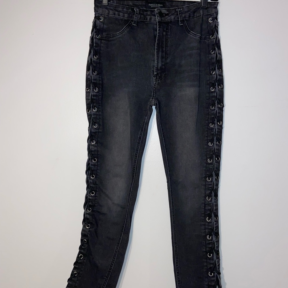 Black Denim Tie-Down Jeans 👖